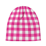 Hot Pink And White Buffalo Check Print Beanie