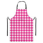 Hot Pink And White Buffalo Check Print Bib Apron With Pocket