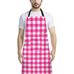 Hot Pink And White Buffalo Check Print Bib Apron With Pocket