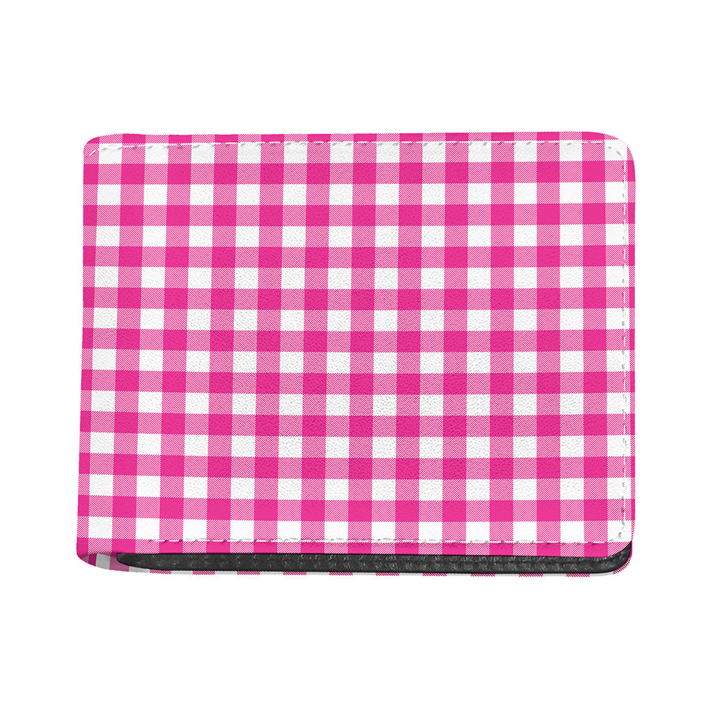 Hot Pink And White Buffalo Check Print Bifold Wallet