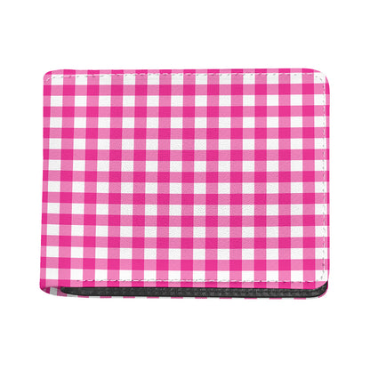 Hot Pink And White Buffalo Check Print Bifold Wallet
