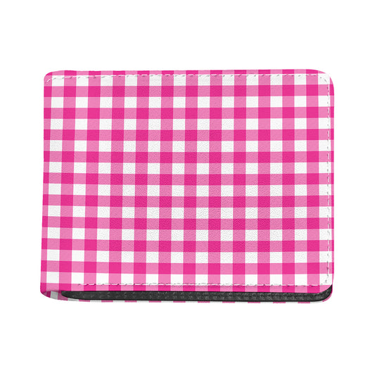 Hot Pink And White Buffalo Check Print Bifold Wallet