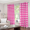 Hot Pink And White Buffalo Check Print Blackout Grommet Curtains