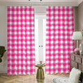 Hot Pink And White Buffalo Check Print Dimout Pencil Pleat Curtains