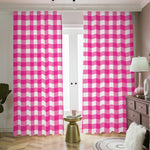 Hot Pink And White Buffalo Check Print Blackout Pencil Pleat Curtains