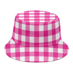 Hot Pink And White Buffalo Check Print Bucket Hat