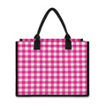 Hot Pink And White Buffalo Check Print Canvas Tote Bag