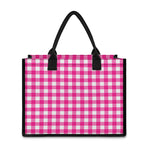 Hot Pink And White Buffalo Check Print Canvas Tote Bag