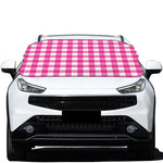 Hot Pink And White Buffalo Check Print Car Windshield Snow Cover