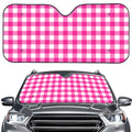 Hot Pink And White Buffalo Check Print Car Windshield Sun Shade