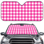 Hot Pink And White Buffalo Check Print Car Windshield Sun Shade