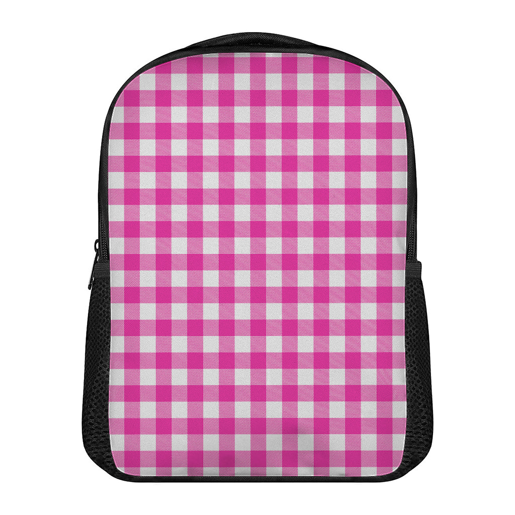 Hot Pink And White Buffalo Check Print Casual Backpack
