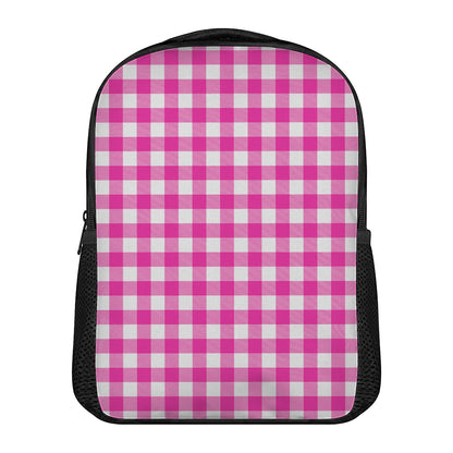 Hot Pink And White Buffalo Check Print Casual Backpack