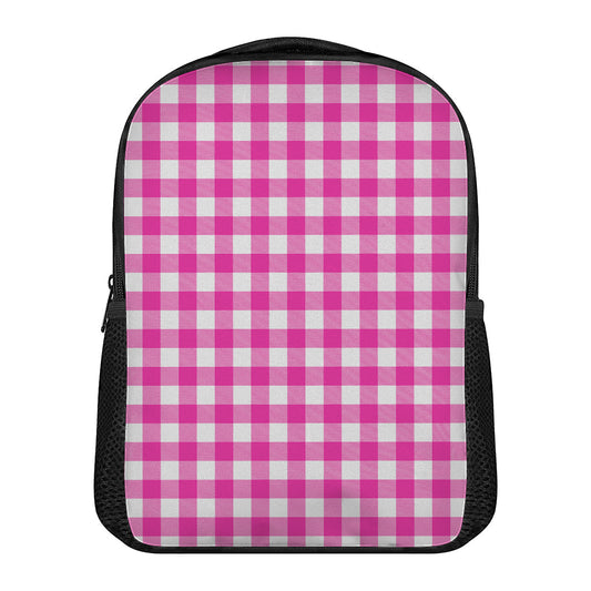 Hot Pink And White Buffalo Check Print Casual Backpack