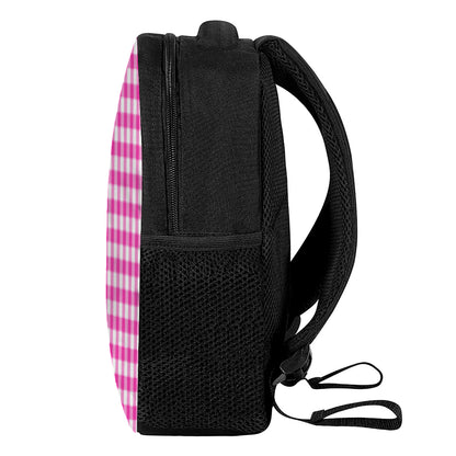 Hot Pink And White Buffalo Check Print Casual Backpack