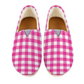 Hot Pink And White Buffalo Check Print Casual Shoes