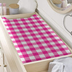Hot Pink And White Buffalo Check Print Changing Pad Cover