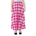Hot Pink And White Buffalo Check Print Chiffon Maxi Skirt