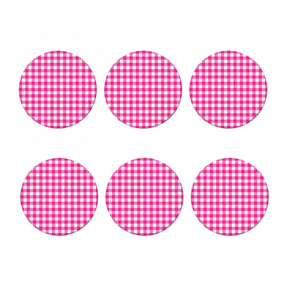 Hot Pink And White Buffalo Check Print Coaster Set
