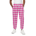 Hot Pink And White Buffalo Check Print Cotton Sweatpants
