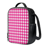 Hot Pink And White Buffalo Check Print Crossbody Lunch Bag