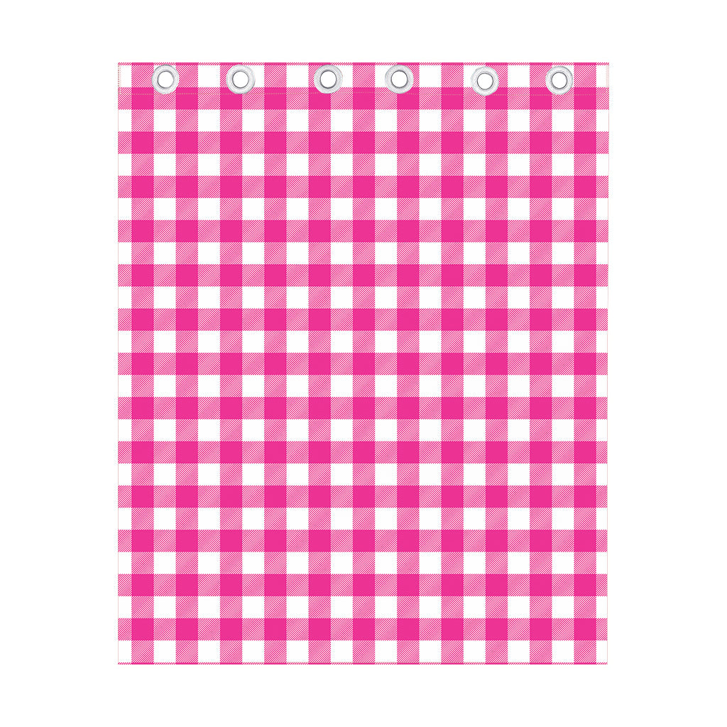 Hot Pink And White Buffalo Check Print Curtain