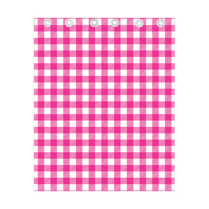 Hot Pink And White Buffalo Check Print Curtain