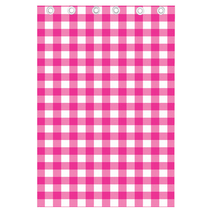 Hot Pink And White Buffalo Check Print Curtain