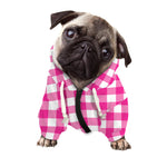 Hot Pink And White Buffalo Check Print Dog Zip Up Hoodie