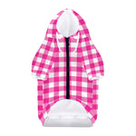 Hot Pink And White Buffalo Check Print Dog Zip Up Hoodie