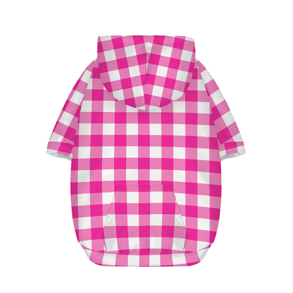 Hot Pink And White Buffalo Check Print Dog Zip Up Hoodie
