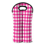 Hot Pink And White Buffalo Check Print Double Neoprene Wine Tote
