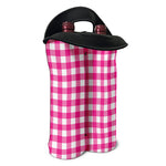 Hot Pink And White Buffalo Check Print Double Neoprene Wine Tote