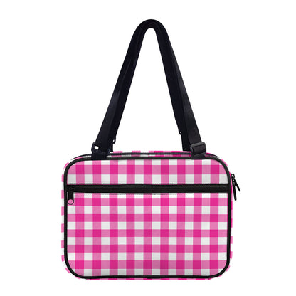 Hot Pink And White Buffalo Check Print Double Strap Bible Bag