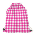 Hot Pink And White Buffalo Check Print Drawstring Bag
