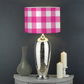 Hot Pink And White Buffalo Check Print Drum Lamp Shade
