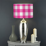 Hot Pink And White Buffalo Check Print Drum Lamp Shade