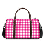 Hot Pink And White Buffalo Check Print Duffle Bag