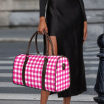 Hot Pink And White Buffalo Check Print Duffle Bag
