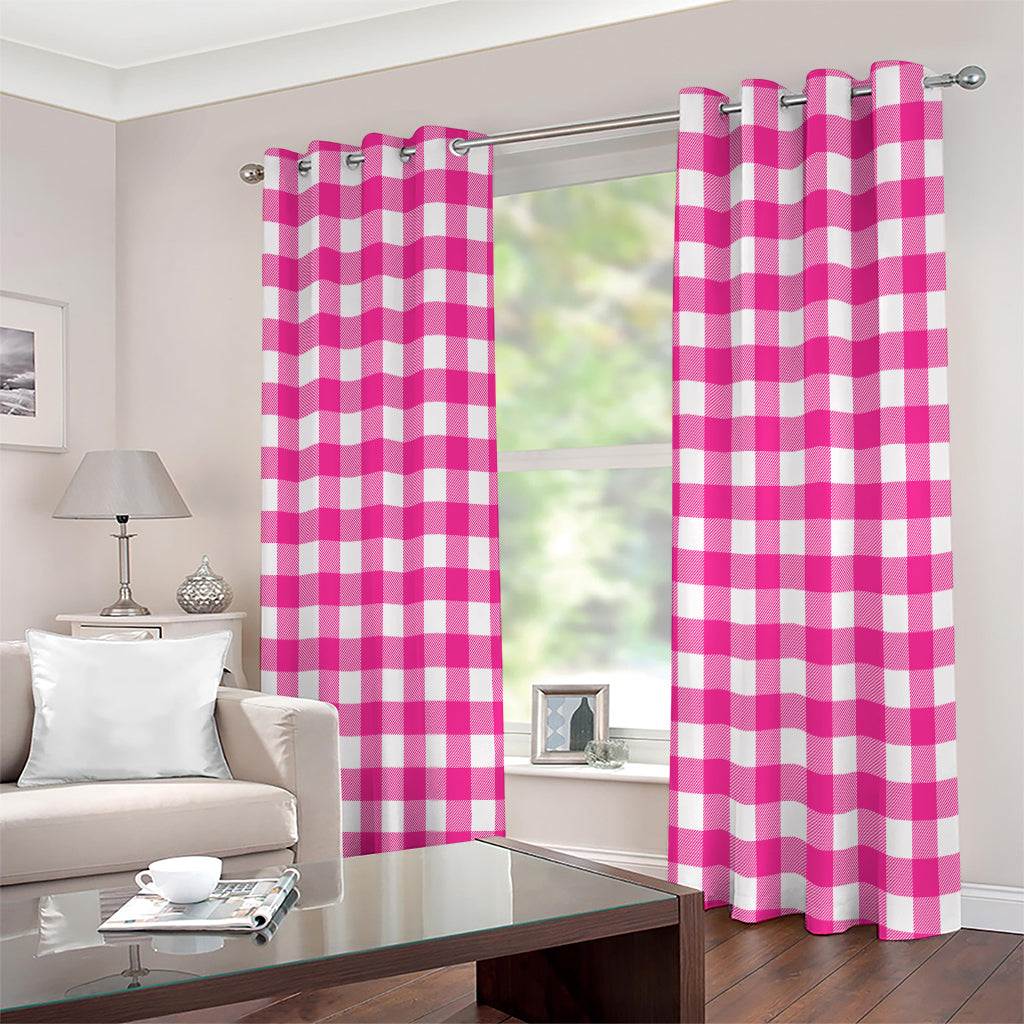 Hot Pink And White Buffalo Check Print Extra Wide Grommet Curtains