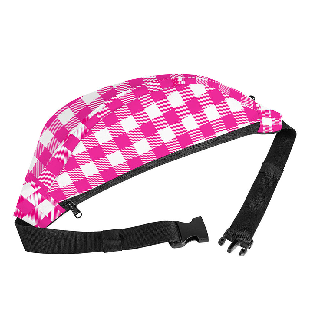 Hot Pink And White Buffalo Check Print Fanny Pack