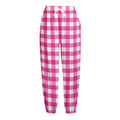 Hot Pink And White Buffalo Check Print Fleece Lined Knit Pants