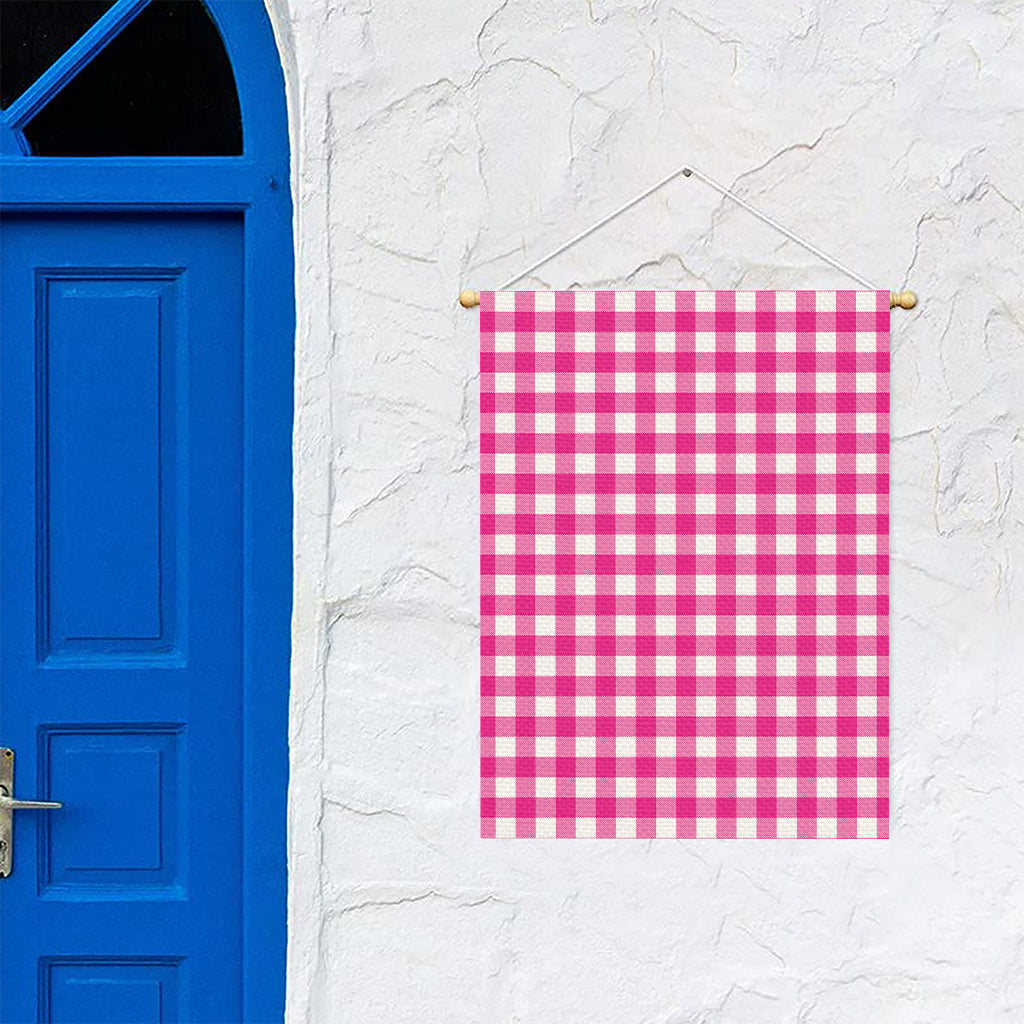 Hot Pink And White Buffalo Check Print Garden Flag