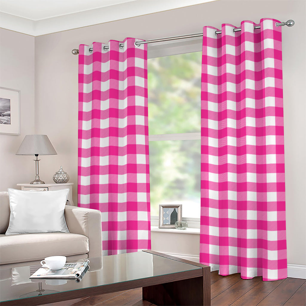 Hot Pink And White Buffalo Check Print Grommet Curtains