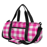 Hot Pink And White Buffalo Check Print Gym Bag
