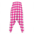 Hot Pink And White Buffalo Check Print Hammer Pants