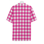 Hot Pink And White Buffalo Check Print Hawaiian Shirt