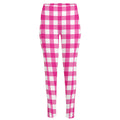Hot Pink And White Buffalo Check Print High-Waisted Pocket Leggings