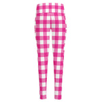 Hot Pink And White Buffalo Check Print High-Waisted Pocket Leggings
