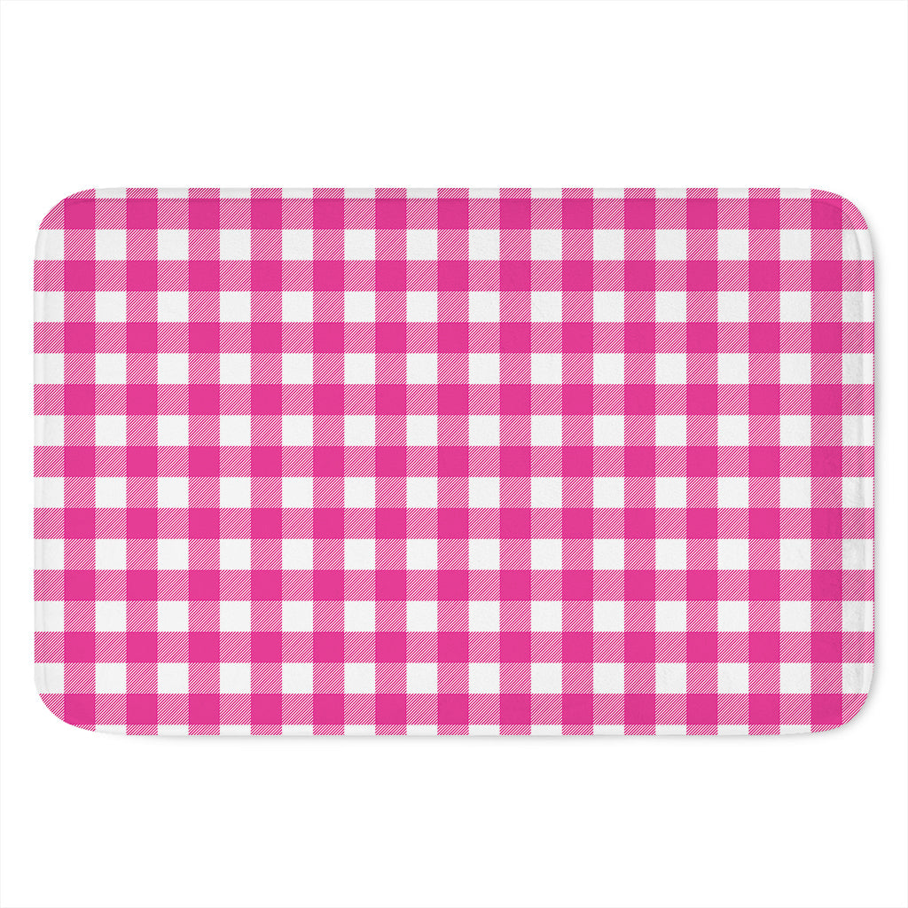 Hot Pink And White Buffalo Check Print Indoor Door Mat